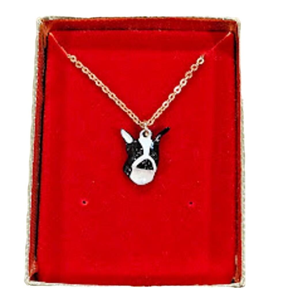 Vintage Boston Terrier Necklace 17 inch chain